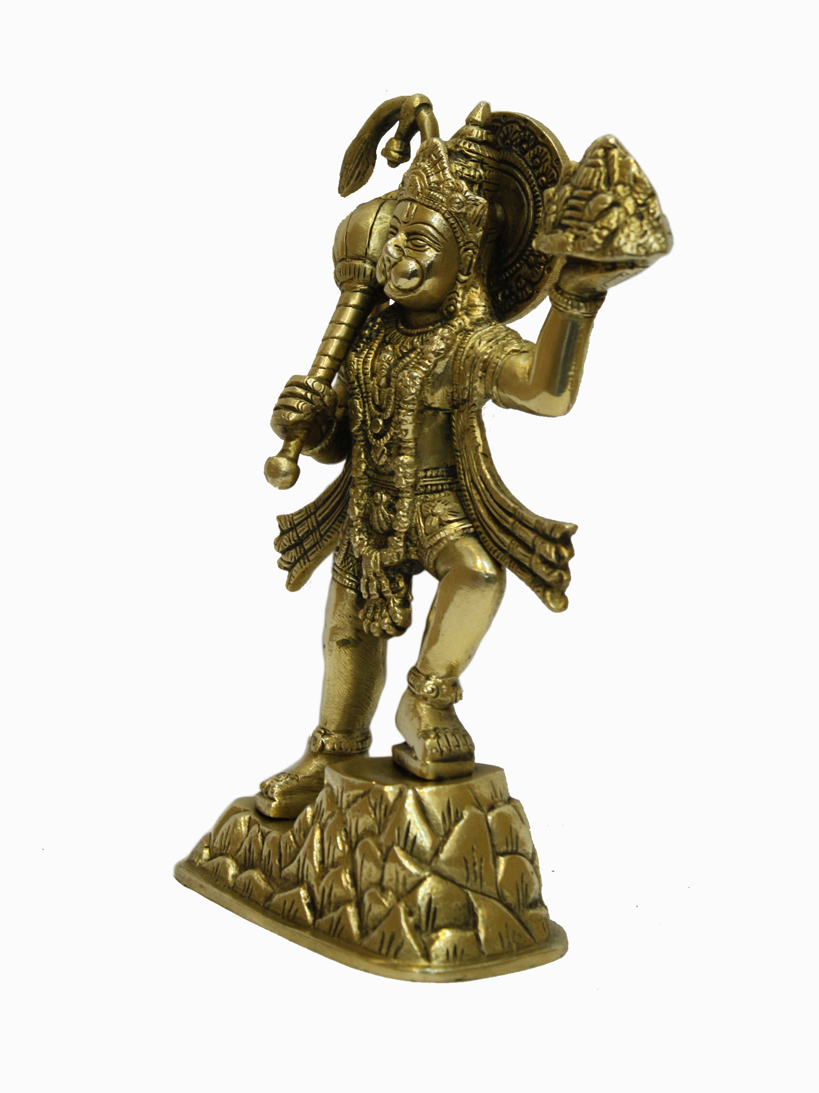 Hanuman Ji Lifting Sanjeevani Booti Mountain | Super Fine Brass Statue | Handmade | Made in India- DI540