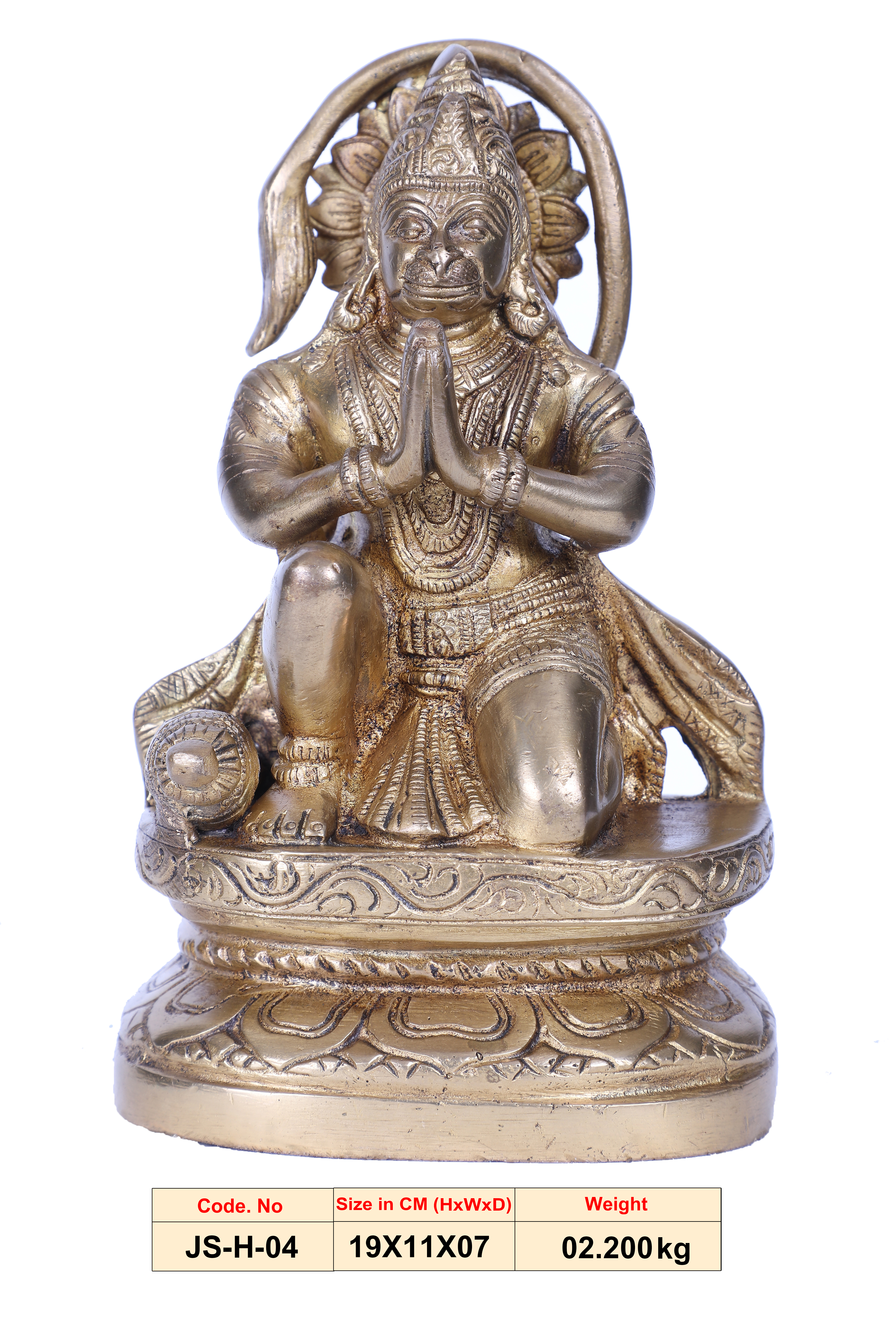 Veer Hanuman | Brass Statue | Handmade | Made in India | - JS-H-04