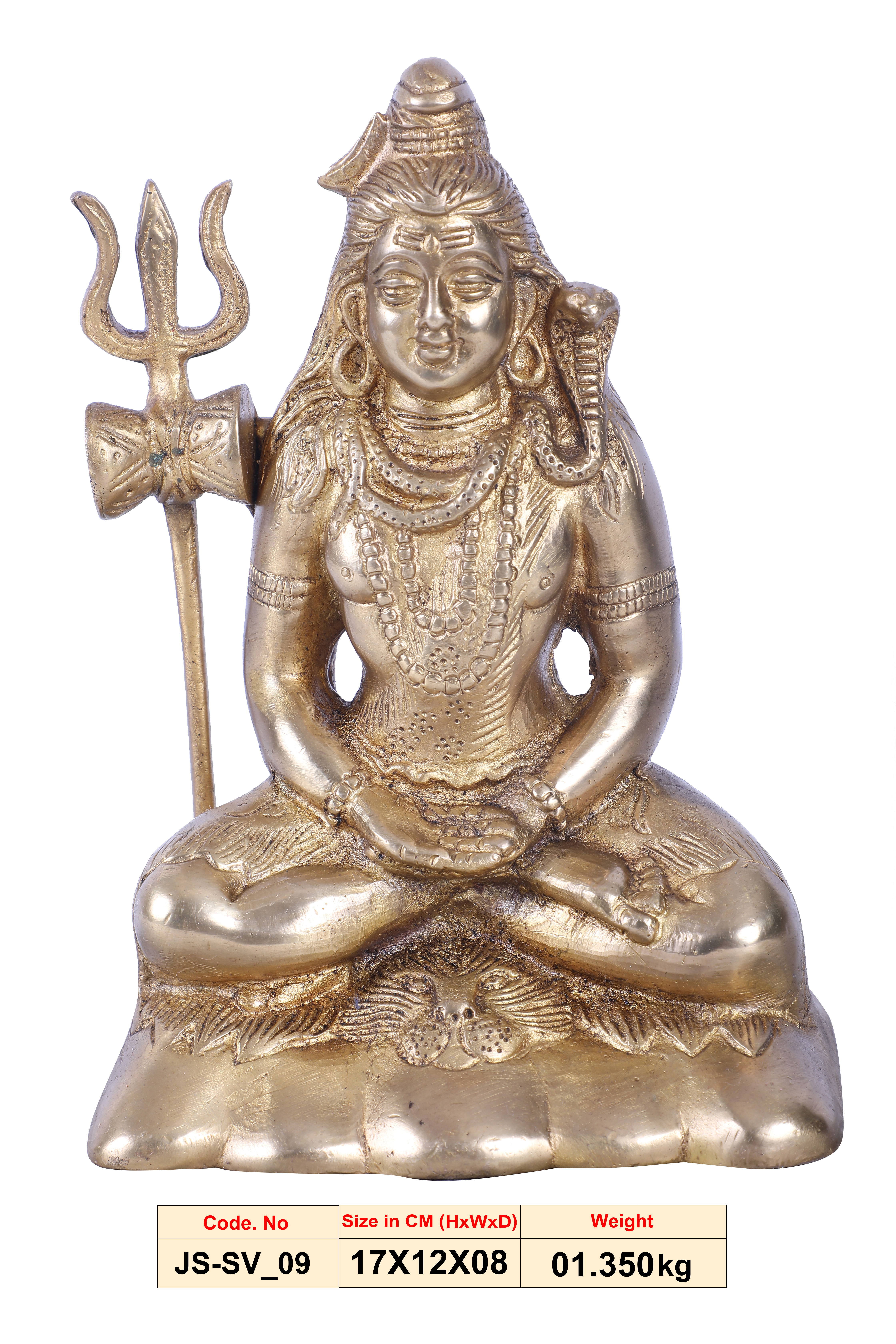 Lord Shiva | Brass Statue | Handmade | Made in India | - JS-SV-09