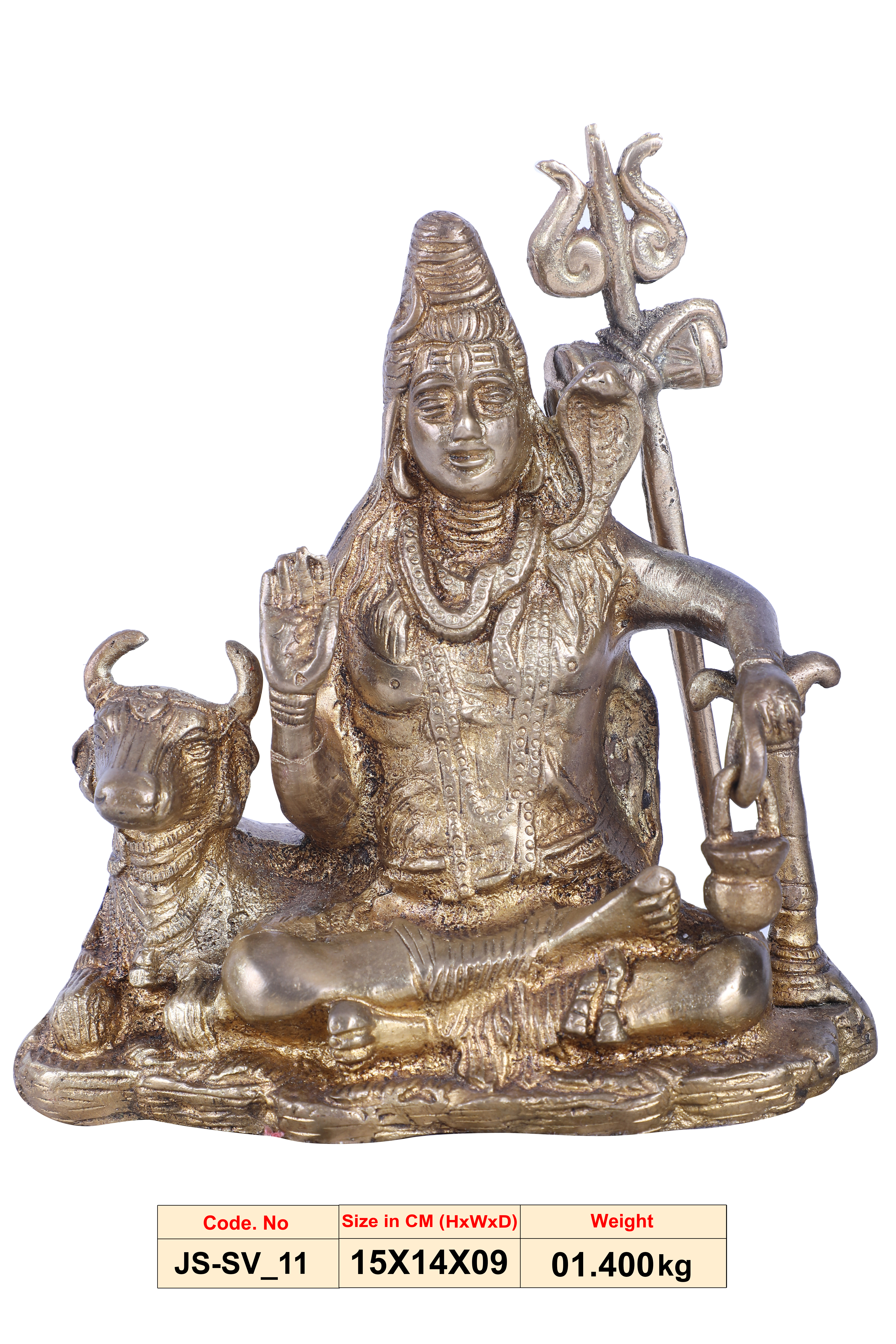 Lord Shiva Seated with Nandi | Brass Statue | Handmade | Made in India | - JS-SV-11