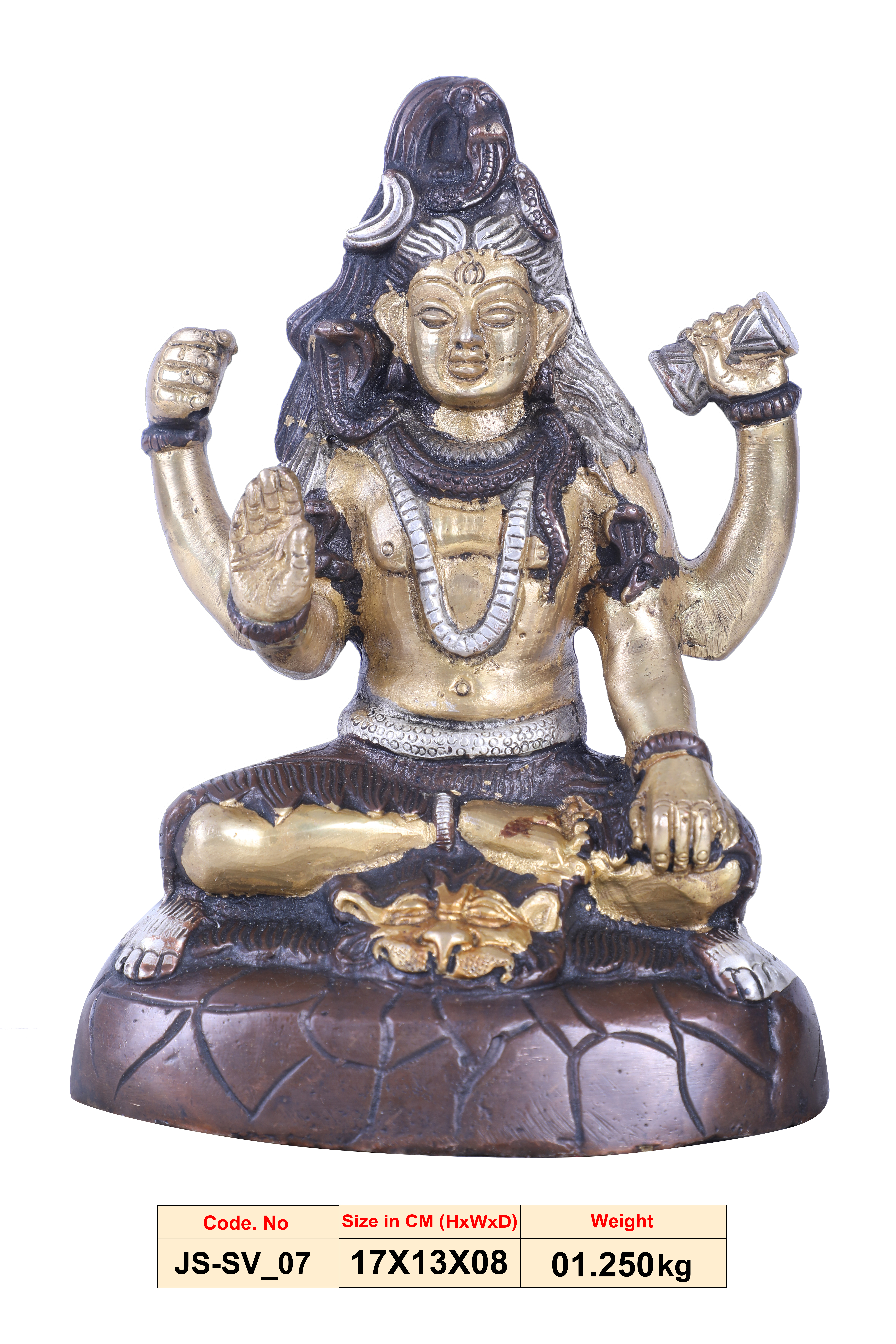 Lord Shiva | Brass Statue | Handmade | Made in India | - JS-SV-07